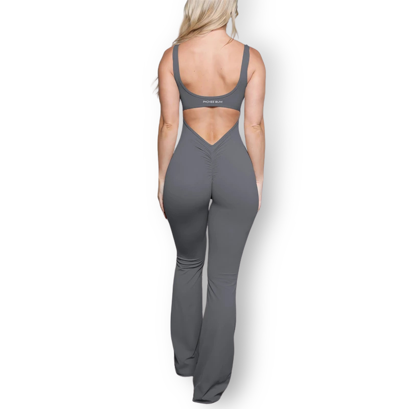 V-Back Flare Jumpsuit – Sculpting, Stylish & Booty-Enhancing