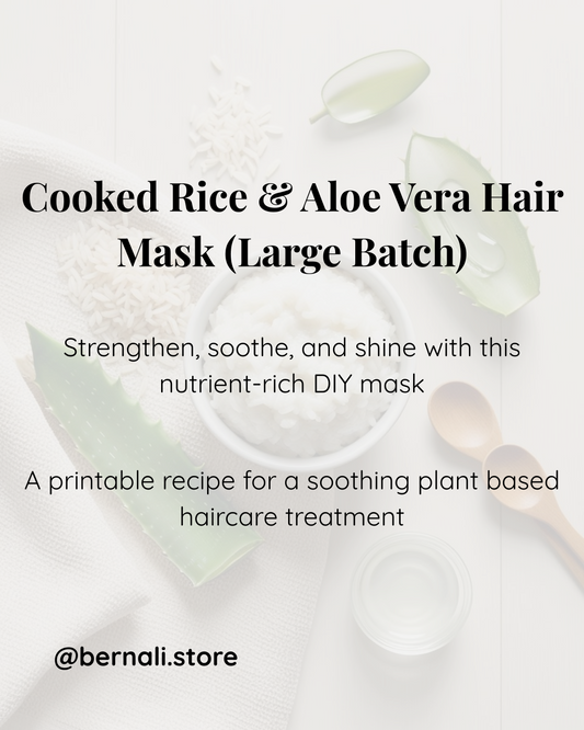 Cooked Rice & Aloe Vera Hair Mask (Large Batch) – Printable DIY Guide